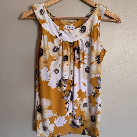 Calvin Klein Yellow Floral Sleeveless Camisole size SM 0057 - Picture 2 of 7